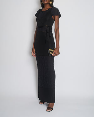 Chanel Black Short Sleeve Maxi Dress with Sheer Panelling Size FR 36 (UK 8)