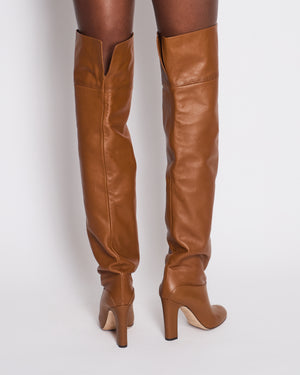 Paris Texas Light Brown Smooth Leather Over The Knee High Boots Size EU 40