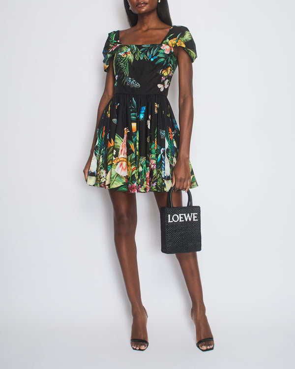 Dolce 
Gabbana Black Sleeveless Mini Dress with Butterflies and Birds Print Details Size IT 42 (UK 10)