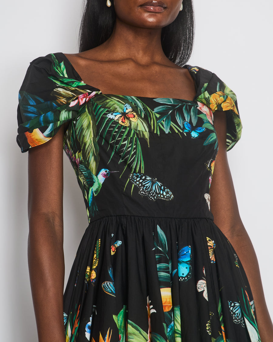 Dolce 
Gabbana Black Sleeveless Mini Dress with Butterflies and Birds Print Details Size IT 42 (UK 10)