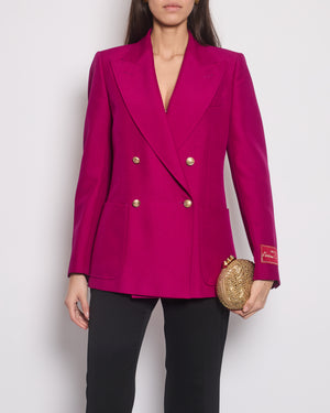 Gucci Purple Double Breasted Blazer With Gold Button Detail Size IT 40 (UK 8)