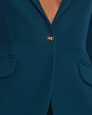 Schiaparelli Teal Single Breasted Blazer Jacket with Embellished Heart Detail Size FR 34 (UK 6)