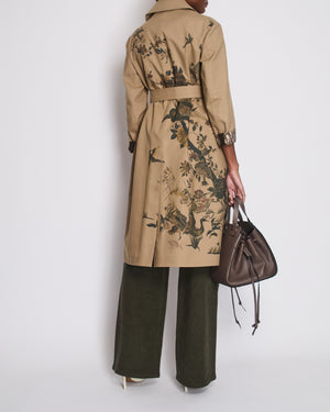 Christian Dior Beige AW22 Trench Coat with Dior Oblique Lining and Cuff Details with Garden Print Details FR 34 (UK 6)