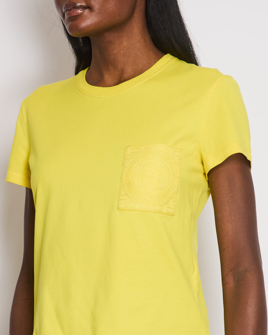 Hermès Yellow Round Neck T-Shirt with H Logo Detail Size FR 38 (UK 10)