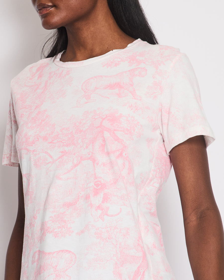 Christian Dior Pink Round Neck Toile De Jouy Print T-Shirt Size M (UK 10)