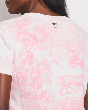 Christian Dior Pink Round Neck Toile De Jouy Print T-Shirt Size M (UK 10)