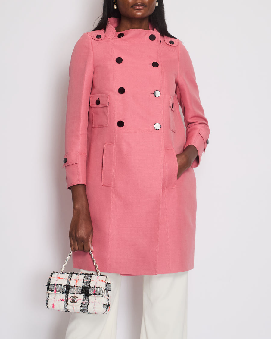 Gucci by Tom Ford Bubble-gum Pink Double Breasted Silk Summer Coat Size It 40 (UK 8)