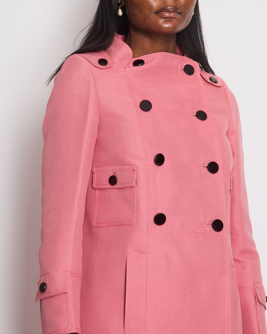 Gucci by Tom Ford Bubble-gum Pink Double Breasted Silk Summer Coat Size It 40 (UK 8)