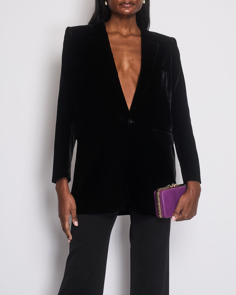 Saint Laurent Black Velvet Tuxedo Blazer Size FR 42 (UK 14)