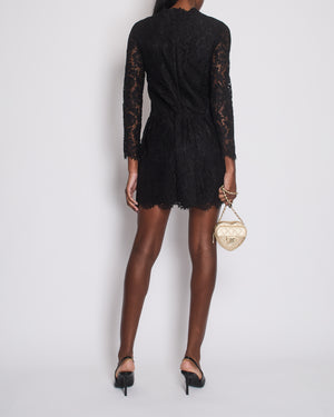 Valentino Black Long Sleeve Lace Midi Dress with Pocket Detail Size IT 40 (UK 8)