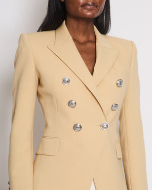 Balmain Beige Blazer Jacket with Silver Buttons and Shoulder Pads Size FR 36 (UK 8)