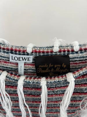 Loewe X Paula
s Ibiza White, Red 
Blue Striped Mini Dress with Tassel Detail Size S (UK 8)