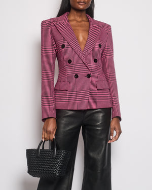 Alexandre Vauthier Pink 
Black Checked Blazer Jacket FR 42 (UK 14)