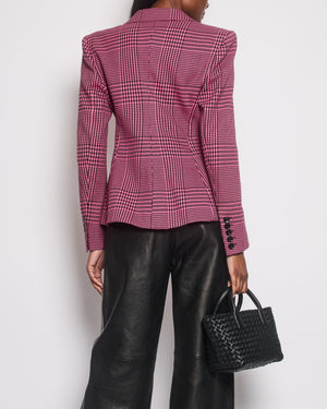 Alexandre Vauthier Pink 
Black Checked Blazer Jacket FR 42 (UK 14)