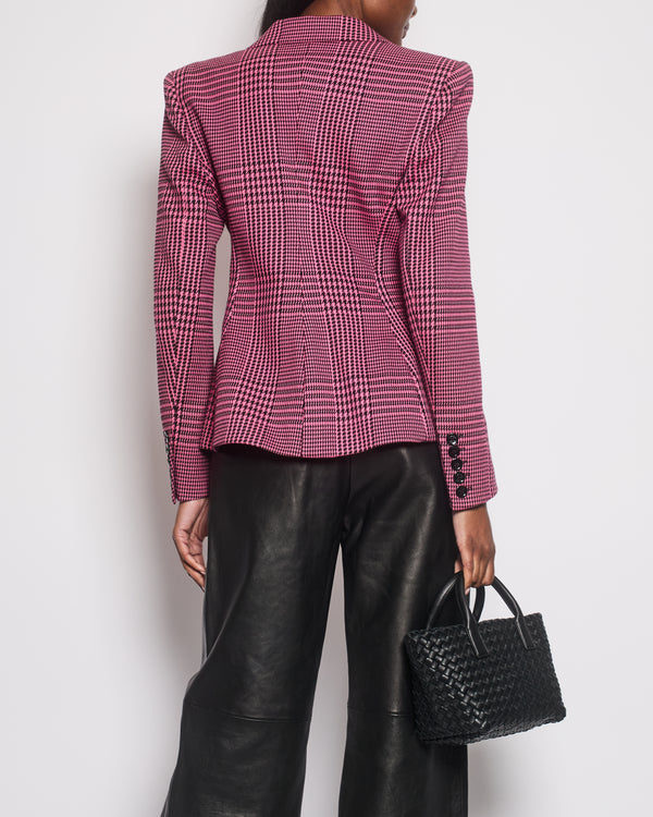 Alexandre Vauthier Pink 
Black Checked Blazer Jacket FR 42 (UK 14)