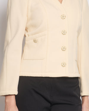 Chanel Cream Wool Jacket with Textured CC Button Details Size FR 38 (UK 10)