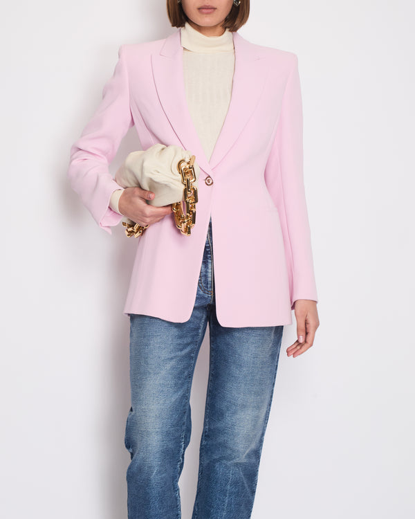 Versace Pink Longline Blazer with Medusa Head Button Details Size IT 42 (UK 10)