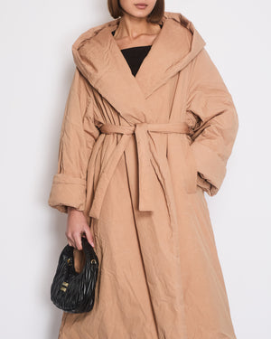 Alaïa Beige Hooded Wrap Coat with Belt Detail Size XS (UK 8)