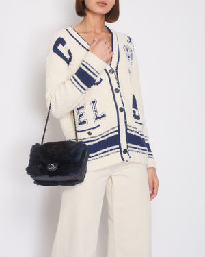 Chanel White, Blue Varsity Style Cardigan with "31" Logo Buttons Detail Size FR 38 (UK 10)