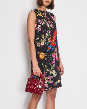 Dolce 
Gabbana Black Silk Sleeveless Dress with Floral Prints Size IT 40 (UK 8)