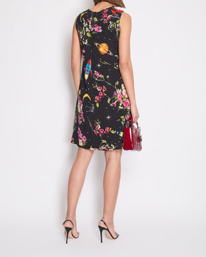 Dolce 
Gabbana Black Silk Sleeveless Dress with Floral Prints Size IT 40 (UK 8)