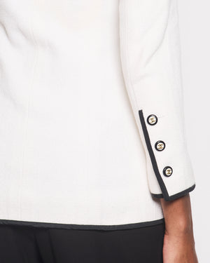 Chanel 95/P White Double Breasted Blazer with Black Trim Detail Size FR 36 (UK 8)