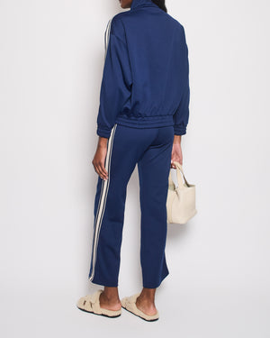 Celine Blue Two-Piece Tracksuit Set with Logo and Stripe Trim Size XS/S (UK 6/8)