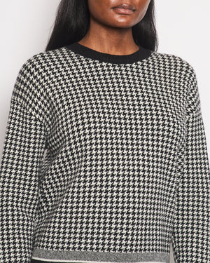 Christian Dior Black Houndstooth Long Sleeve Logo Jumper Size FR 34 (UK 6)