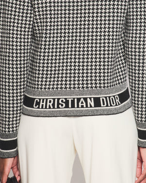 Christian Dior Black Houndstooth Long Sleeve Logo Jumper Size FR 34 (UK 6)