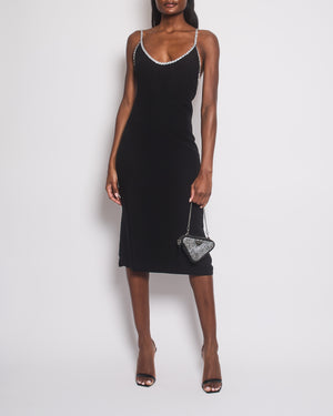 *HOT* Miu Miu Black Sleeveless Midi Dress with Big Crystals Detail Size IT 40 (UK 8) RRP £2,450