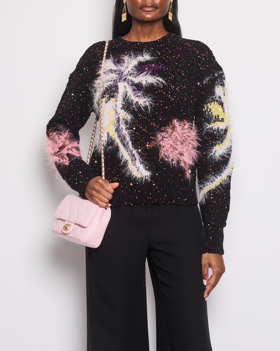 *HOT* Chanel 24Current season Black Knitted Jumper with Sequin 
Palm Tree Details Size FR 38 (UK 10) RRP £4,660