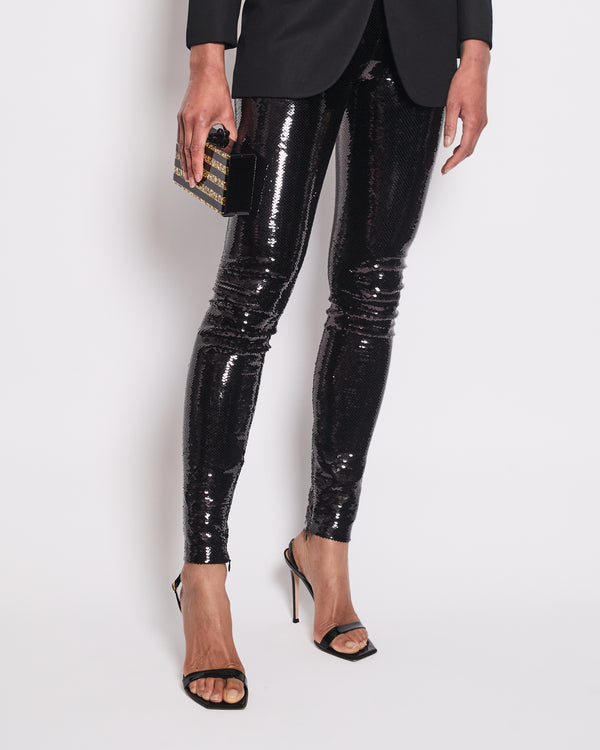 Tom Ford Black Sequin Straight Trousers Size XS (UK 6)