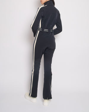 Perfect Moment Black One-Piece Ski Suit with Striped Knitted Trim Detail Size S (UK 8)