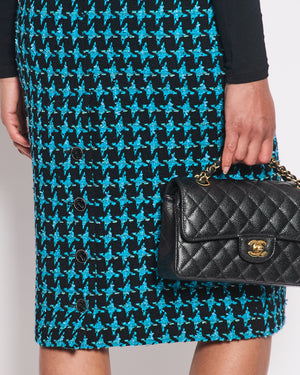 Chanel 07/A Turquoise Houndstooth Pencil Skirt Size FR 36 (UK 8)