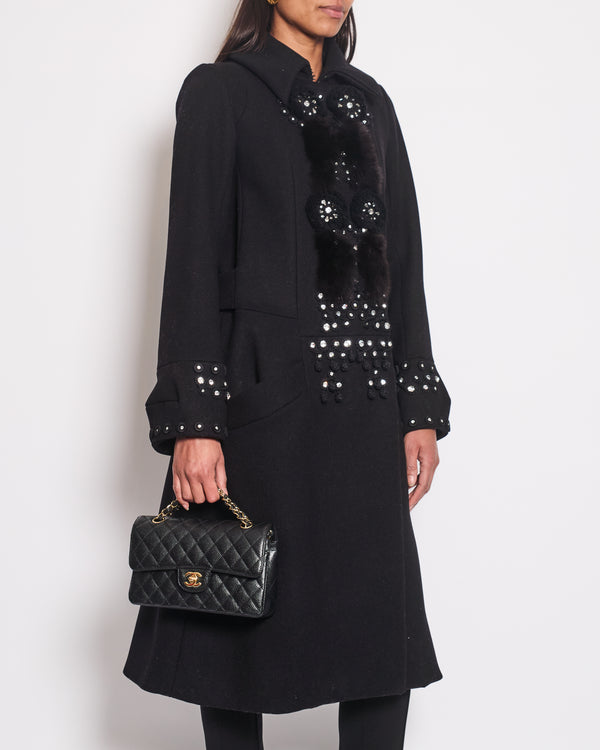 Chloe Black Double Breasted Coat with Embellished Embroidery Detail Size FR 38 (UK 10)