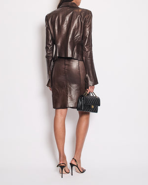 Chanel 02/A Leather Jacket and Pencil Skirt Set Size FR 38 (UK 10)