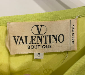 Valentino Lime Yellow Silk Mini Dress Size US 8 (UK 12)