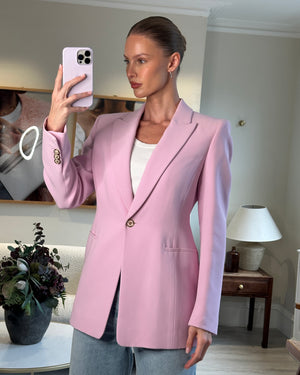 Versace Pink Longline Blazer with Medusa Head Button Details Size IT 42 (UK 10)