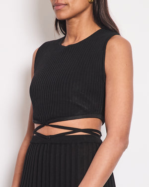 Christopher Esber Black Ribbed Skirt and Crop Top with Detail Size XS (UK 6)