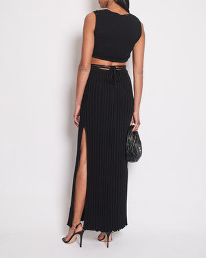 Christopher Esber Black Ribbed Skirt and Crop Top with Detail Size XS (UK 6)