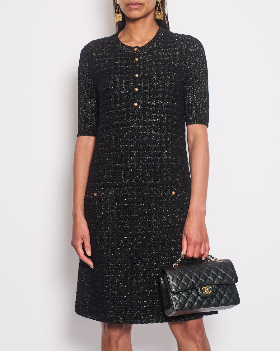 Chanel Black and Gold Dress with Button Detail FR 40 (UK 12)