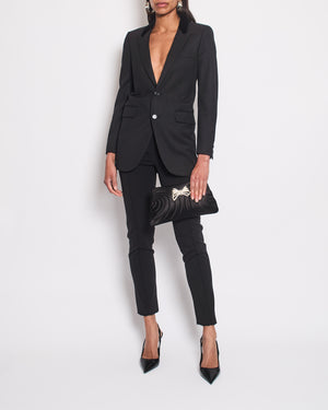 Saint Laurent Black Blazer Jacket with Velvet Neckline Detail Size FR 36 (UK 8)