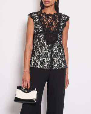 Chanel Black Double Breasted Lace Blazer with Matching Short Sleeve Vest Size FR 42 (UK 14)