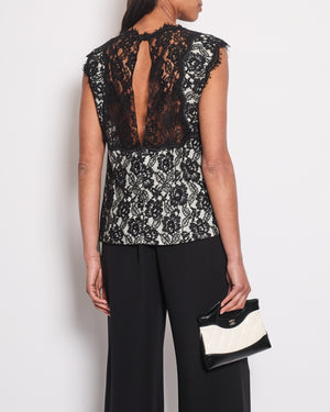 Chanel Black Double Breasted Lace Blazer with Matching Short Sleeve Vest Size FR 42 (UK 14)