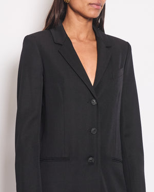 *HOT* Chanel 12C Black Long Line Jacket with Black CC Buttons 
Silver Interior Detail FR 34 (UK 6)