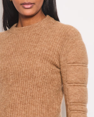 Max Mara Brown Long Sleeve Jumper with Padded Arm Detail Size S (UK 8)