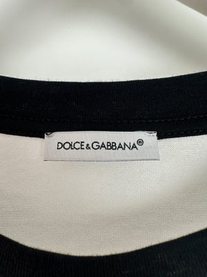 Dolce 
Gabbana White Multi-Coloured Crystal DG Logo T-Shirt Size XS (UK 4-6)