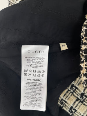 Gucci Gold, Black Jacquard Tweed Jacket with GG Logo Detail IT 40 (UK 8)