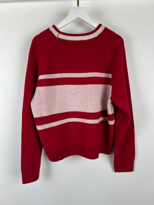 Izaak Azanei Red and White St Moritz Wool Jumper Size S (UK 8)