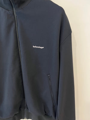 Balenciaga Black Zipped Jacket with White Logo Detail Size IT 48 (UK 16)